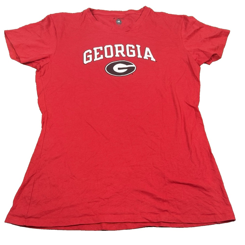 Champion Georgia Bulldogs T-Shirt Womens XL Red College Tee Cotton Colombia NCAA